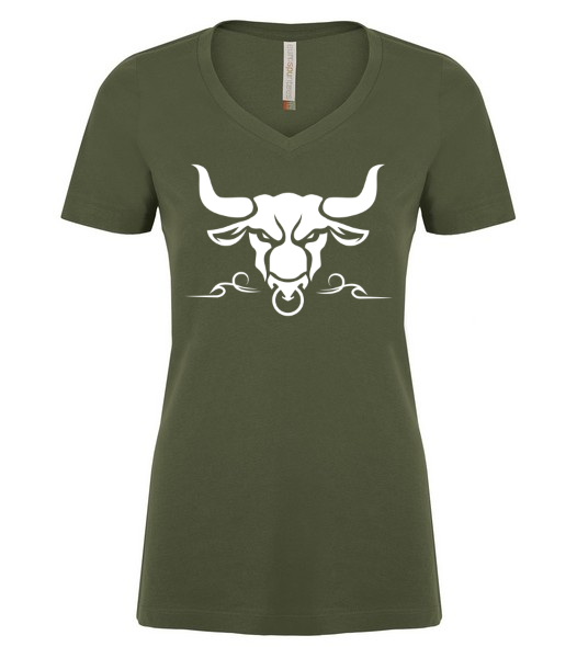 T-shirt V Femme Héritage Rodéo Édition Tête Blanche
