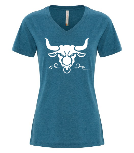 T-shirt V Femme Héritage Rodéo Édition Tête Blanche