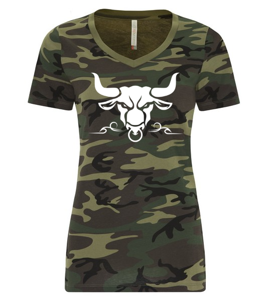 T-shirt V Femme Héritage Rodéo Édition Tête Blanche
