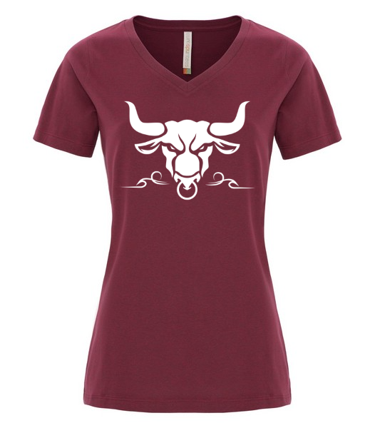 T-shirt V Femme Héritage Rodéo Édition Tête Blanche