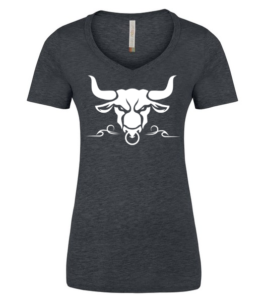 T-shirt V Femme Héritage Rodéo Édition Tête Blanche